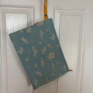 Light Blue Printed Zip Pouch with Yellow Zipper